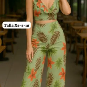 Hermoso Conjunto con Pantalona Floreado⭐.👍