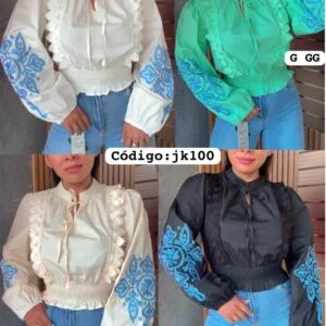 Blusa manga Larga con bordado en la manga🤗.