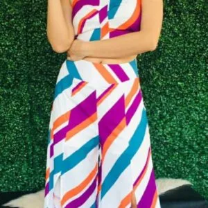 Bello conjunto con Pantalona a rayas⭐.👍