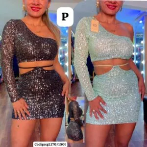 Bello Conjunto con Falda de lentejuela💖.👍