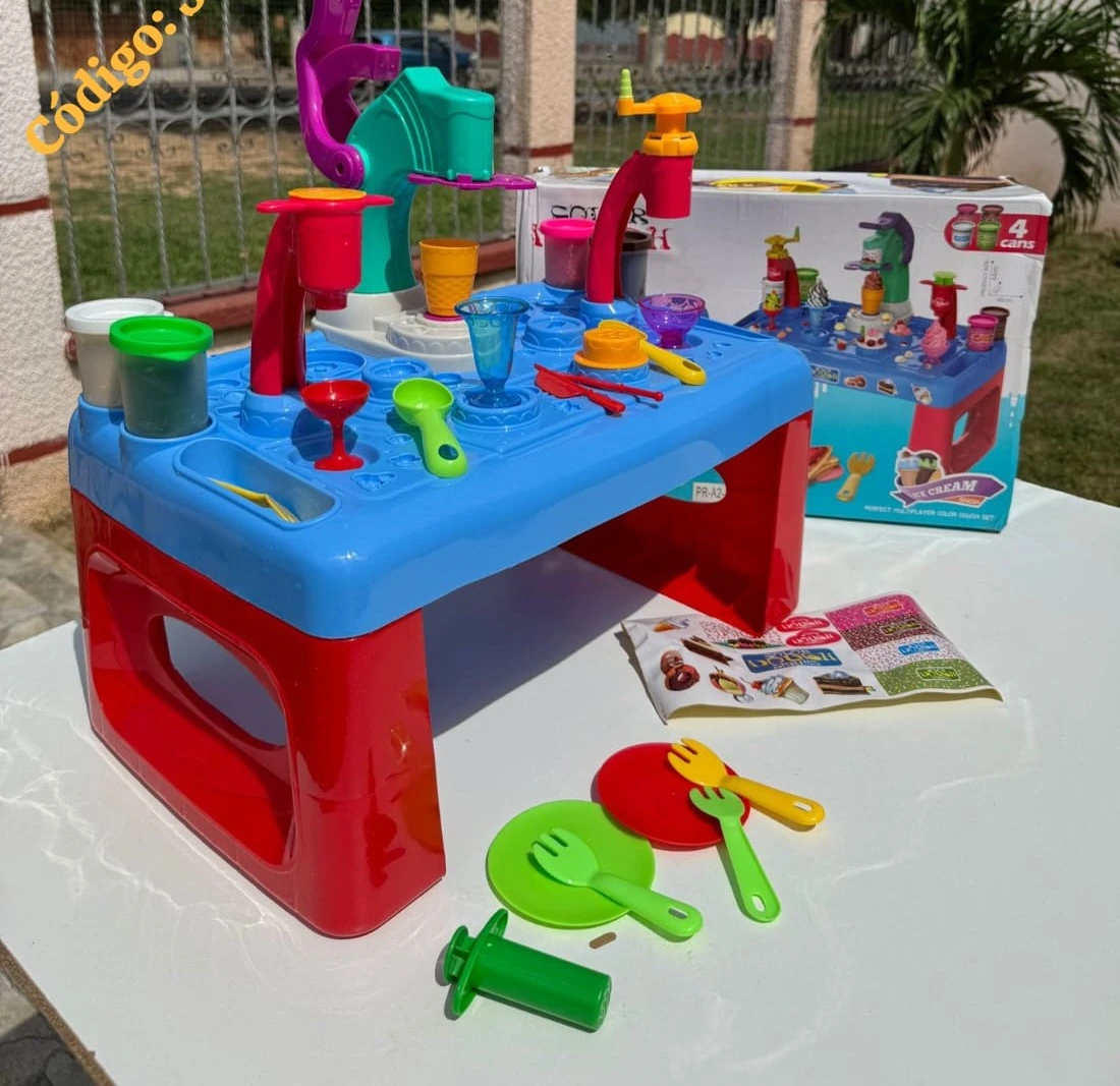 Mesa de Helados Infantil con Masa 4 en 1🧁⭐.