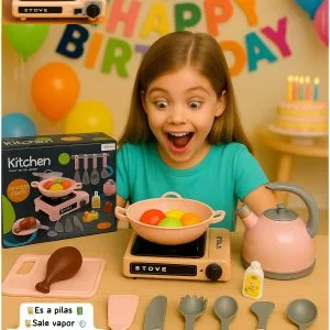 Cocinita Infantil con Vapor Real y Utensilios de Cocina🍶⭐.