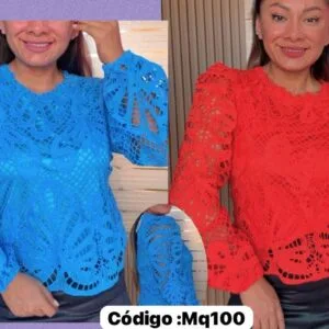 Hermosa Blusa de encaje manga larga🤩.