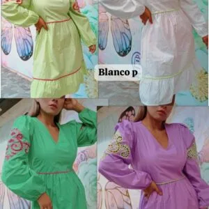 Bello Vestido Corto Con manga🤩.👍