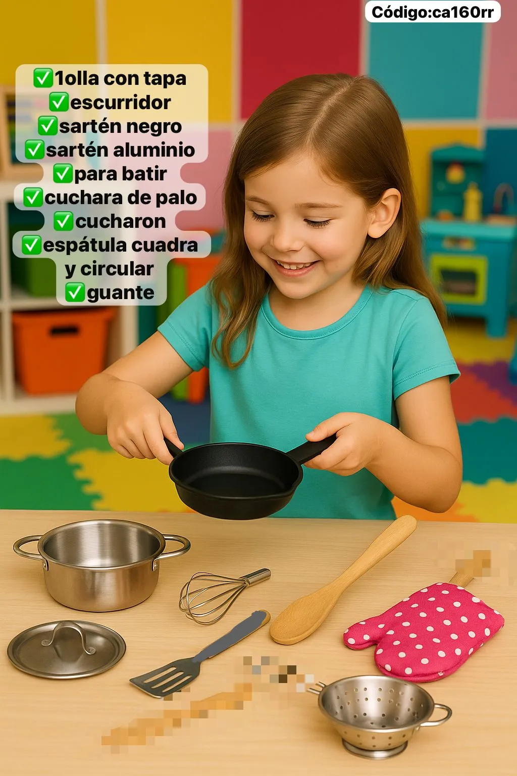 Set de Cocina Infantil Deluxe con Ollas y Utensilios Reales😋⭐. - Imagen 4