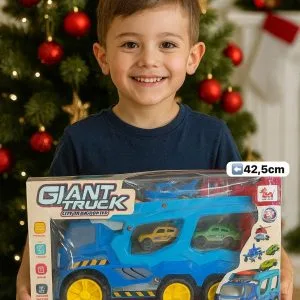Camión Giant Truck Transportador Sonido y 4 Vehículos🏎⭐.