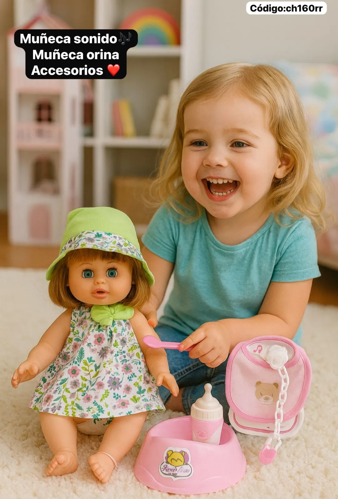 Muñeca Interactiva Bonnie — Con Sonido, Orina y Accesorios Completos🏎⭐.