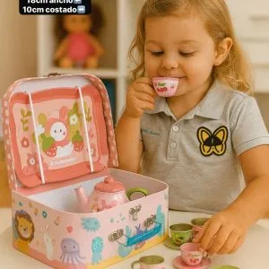 Neceser Juego de Té Infantil de Aluminio — Decorado OSITO🙈⭐.