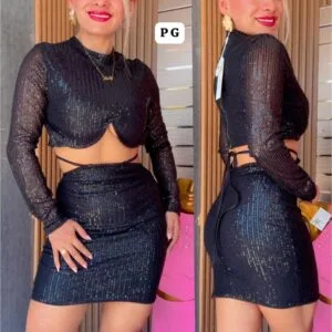 Hermoso Conjunto Con Falda corta de lentejuela💝.👍