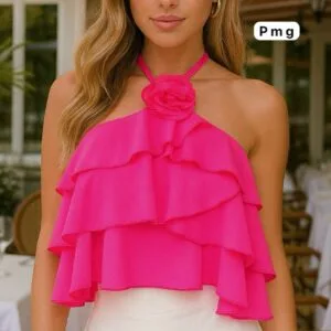 Hermosa Blusa con flore en el cuello💝.