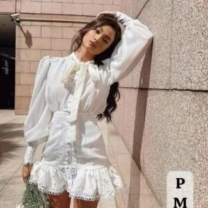 Hermoso Vestido Corto Manga Larga🤗.👍