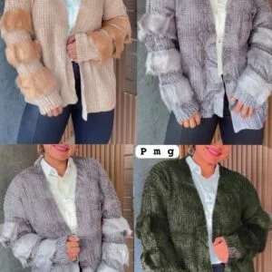 Cárdigan Tejido con Mangas de Peluche.