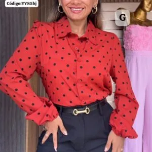 Hermosa Camisa Manga Larga con motas💖.