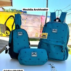Hermosa Mochila de 3 Piezas Petrolio..