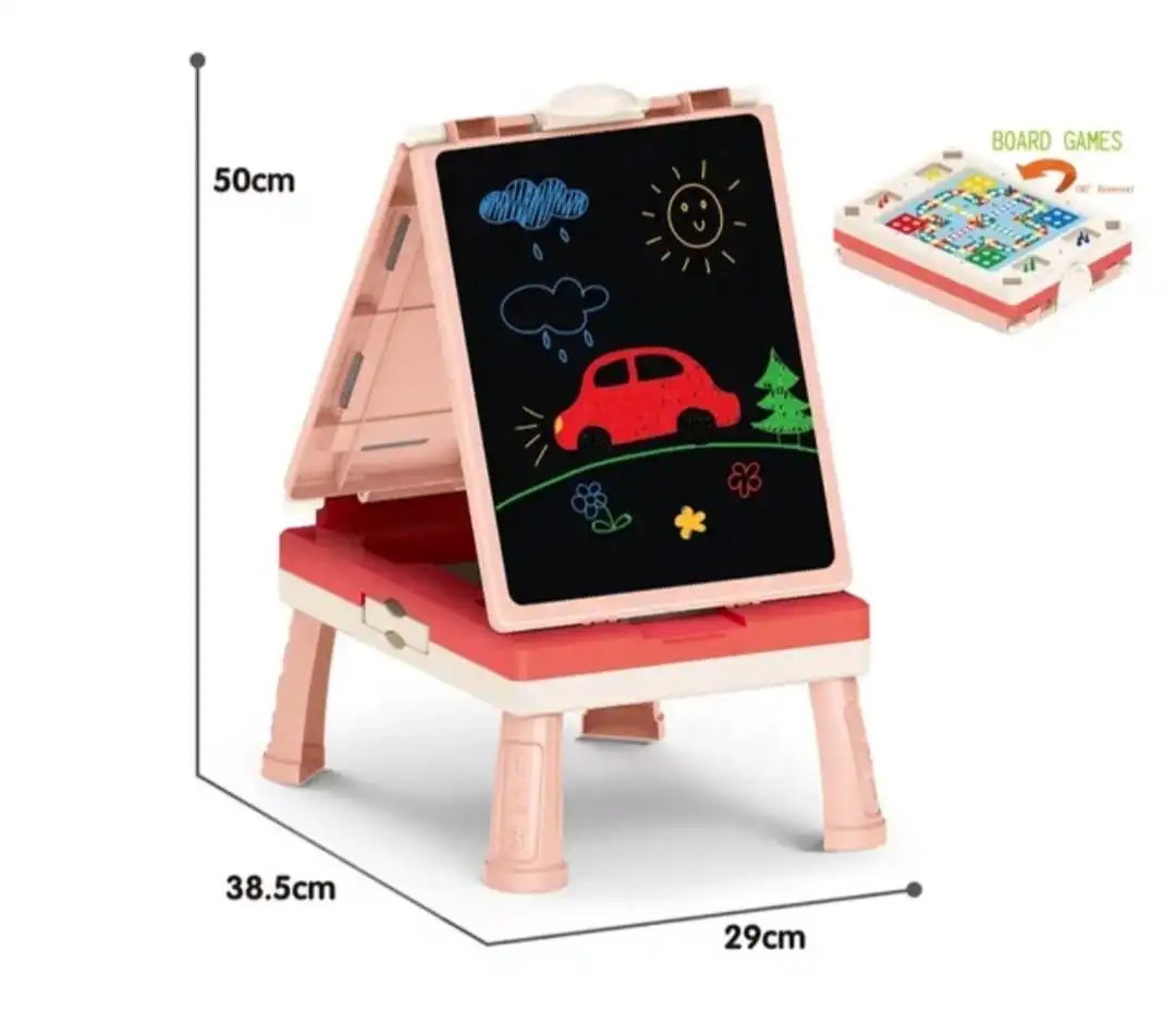 Pizarra Didáctica Plegable Rosada 2 en 1 con Juego de Mesa🎖⭐. - Imagen 3