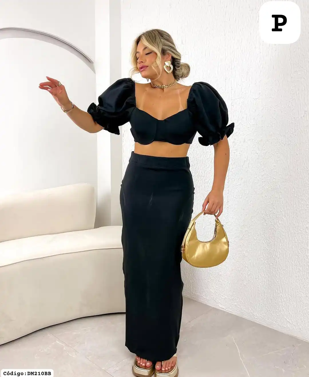 Conjunto Brasileño de Falda Larga y Top con Mangas Abullonadas❤.👍 - Imagen 3