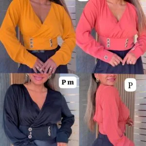 Hermosa Blusa Manga Larga con Botones⭐.