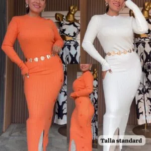 Hermoso Vestido Largo con detalles de Botones Invierno😍.👍