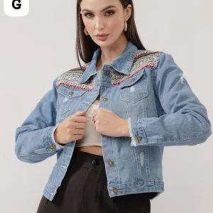 Hermosa Chaqueta jeans Con Detalles de Bordado😉.