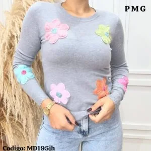 Hermosa Manga Larga de Hilo con Flores🥰.