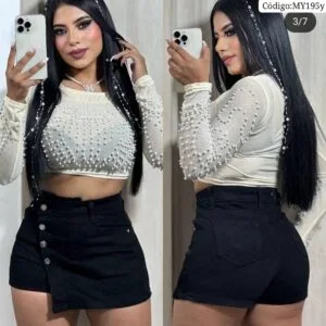 Hermosa Blusa Manga Larga con Perlas❤️.