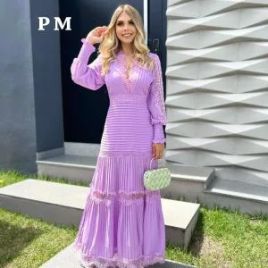 Hermoso Vestido Largo Con Manga Larga🤩.👍