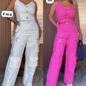 Hermoso Conjunto con Pantalón Cargo con cinturón😍.👍