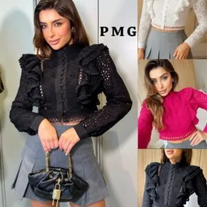 Hermosa Blusa Manga Larga de Encaje😍.