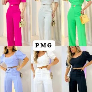 Hermoso Conjunto con Pantalona y Blusa con Manga😍.👍