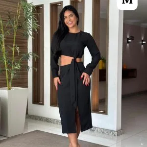 Bello Conjunto Top Manga Larga y Falda Larga😍.👍