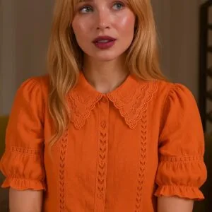 Hermosa Blusa con cuello Broderi😘