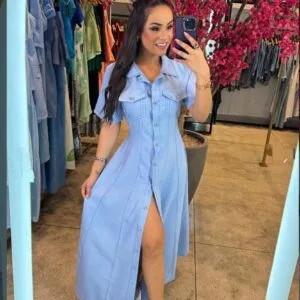 Hermoso Vestido Largo Corte A con Manga😍.👍