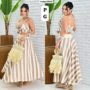 Hermoso Conjunto a Rayas Falda Larga con Top🥰.👍