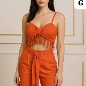 Bello Conjunto Pantalon y Top con Flecos🥰.👍💋