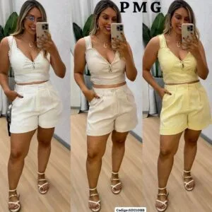 Hermoso Conjunto Short con Blusa de tiro🤩.👍