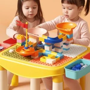 Mesa Multifuncional Infantil con Silla y Bloques de Construcción🎇⭐.
