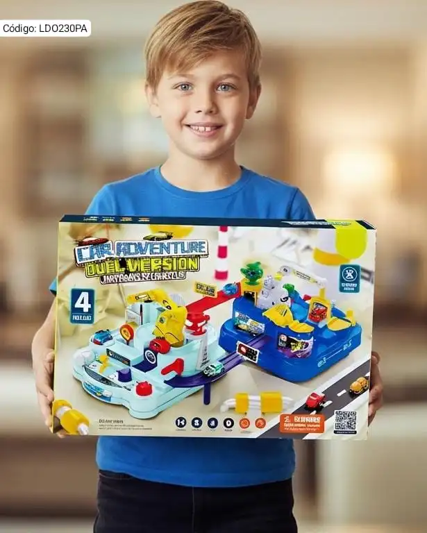 Pista Interactiva Doble Aventura con 4 Autos✨⭐.