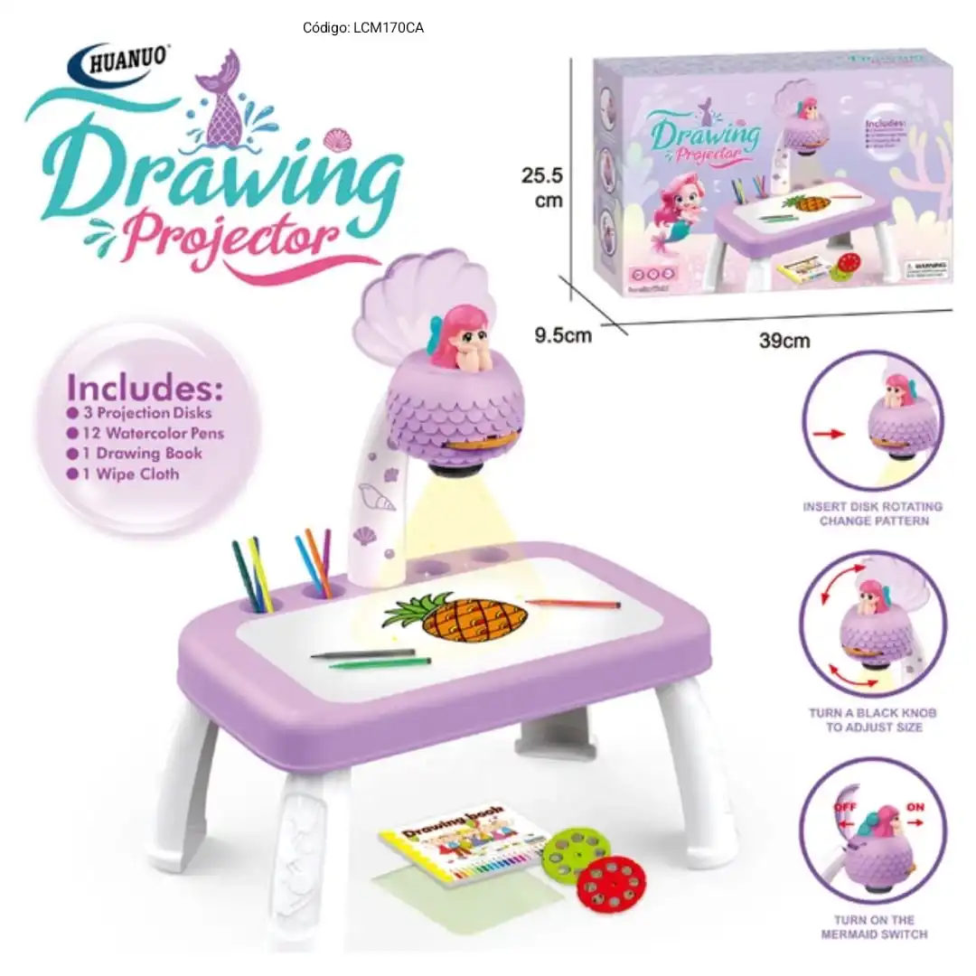 Proyector de Dibujo Sirenita con Luz y Accesorios🎡⭐. - Imagen 2