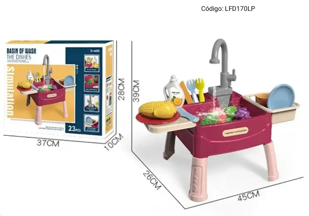 Lavaplatos Infantil con Agua Real y Accesorios💦⭐. - Imagen 3
