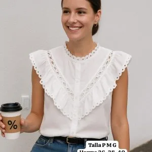 Hermosa Blusa con Detalles de Encaje🤩.