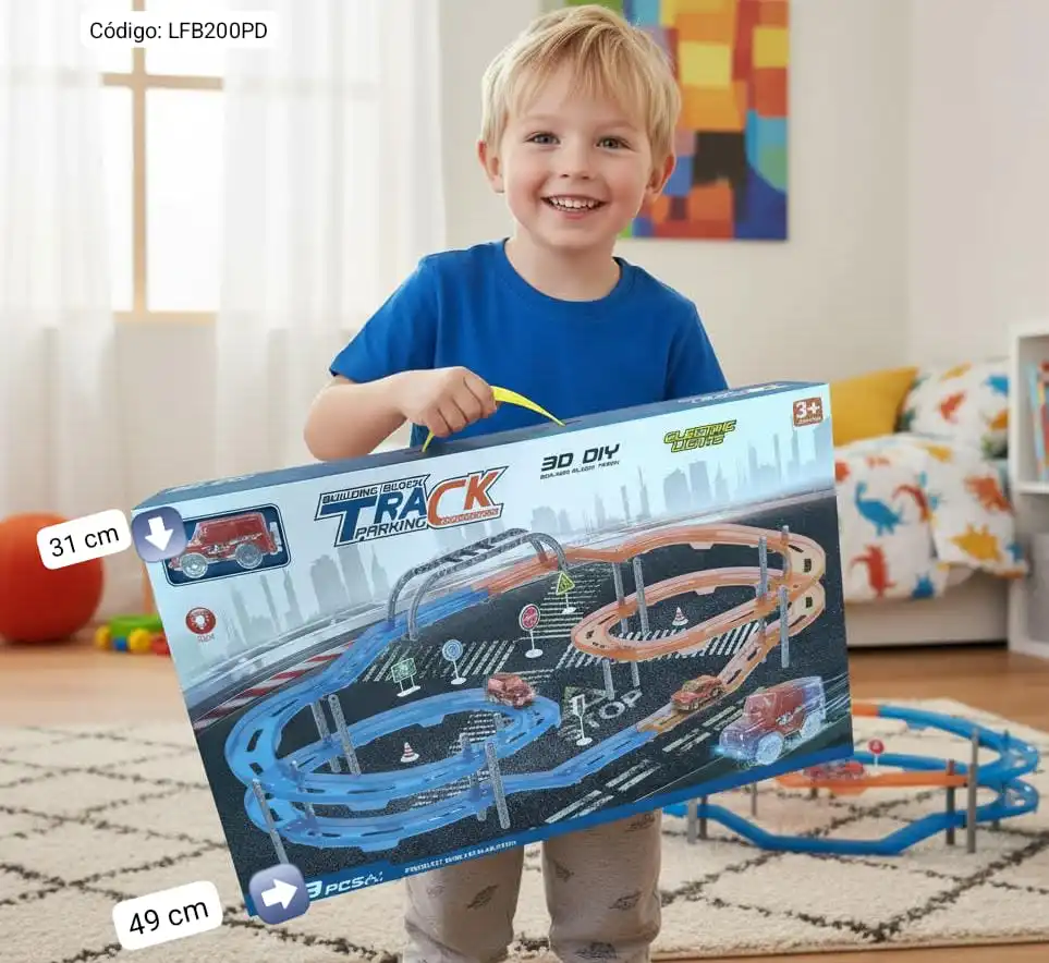 Pista 3D de Autos Eléctricos con Luces - 113 Piezas✨⭐.