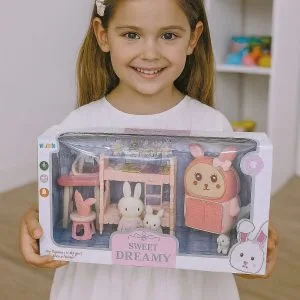Set de Conejitos Sweet Dreamy — Casa de Muñecos con Muebles y Accesorios✨⭐