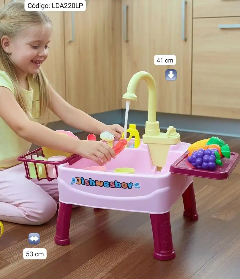 Lavaplatos Eléctrico Infantil con Agua Real y Accesorios🎖⭐.