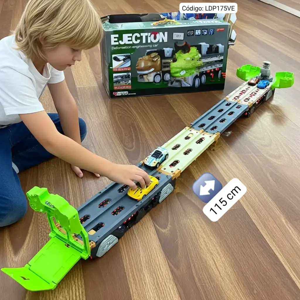Camión Transformable con Pista Extensible 115 cm✨⭐.