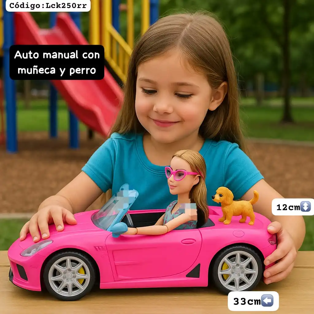 Auto Rosa con Muñeca y Perro🏎⭐.