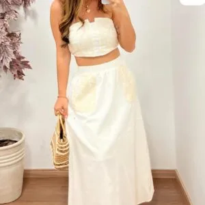 Hermoso Conjunto Blusa con Falda Larga😍.👍