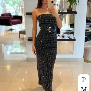 Bello Vestido Largo con Brillo y Cinturon❤️👍