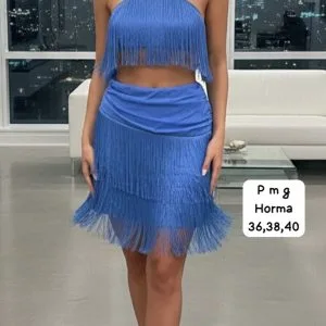 Hermoso Conjunto Top y Falda Corta con Flecos😚👍