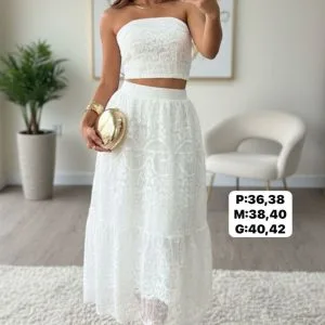 Hermoso Conjunto Blusa con Falda Larga.😘👍