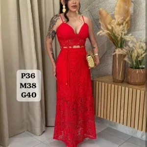 Bello Conjunto Top con Falda Larga🤗👍